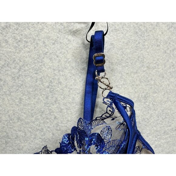 Honey Birdette Jules Contour Bra Womens 32A 10A Navy Blue Lace French Padlock - Picture 7 of 13